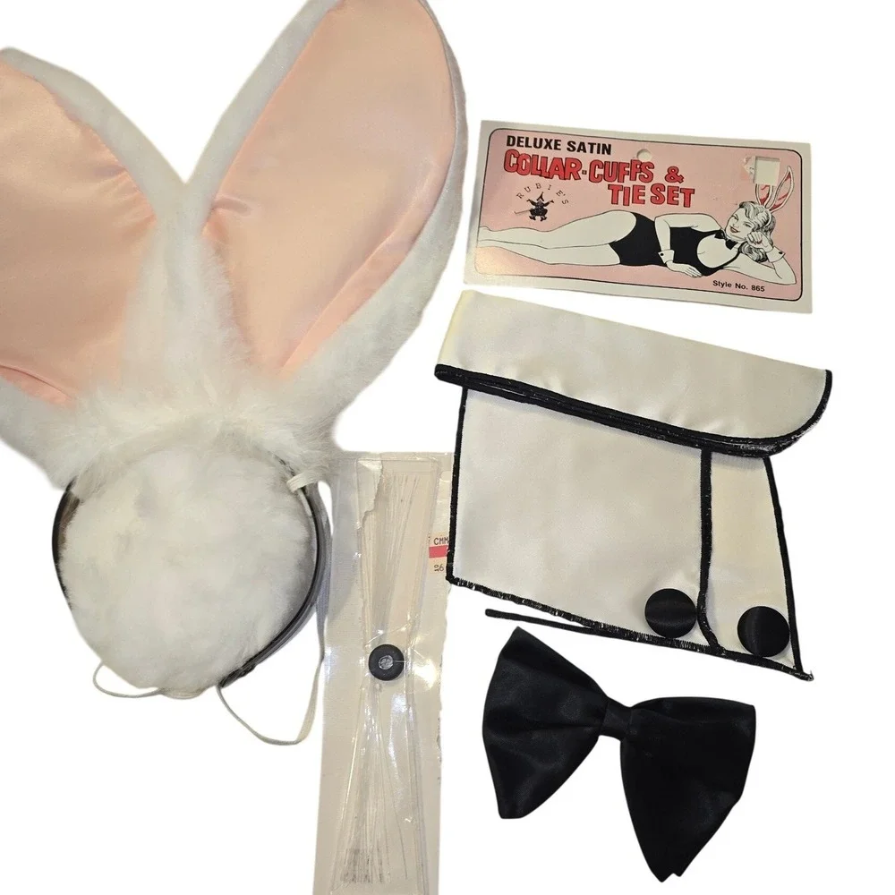 Rubies Deluxe Bunny Costume Accessory Set Ears Tail Collar Bow Tie 13019 Vintage - Picture 4 of 14